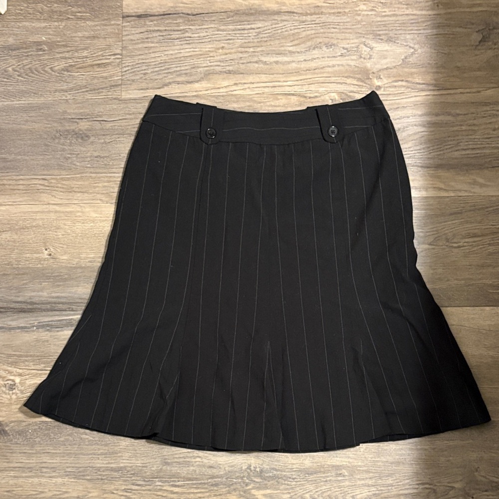 Worthington Black Pinstripe A-Line Skirt